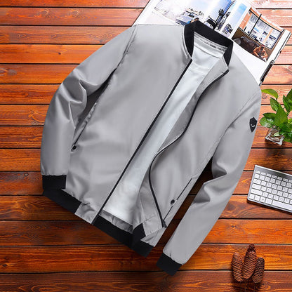 Chaqueta Ligera de Color Sólido para Hombre Ajustada | Ideal para Primavera y Otoño