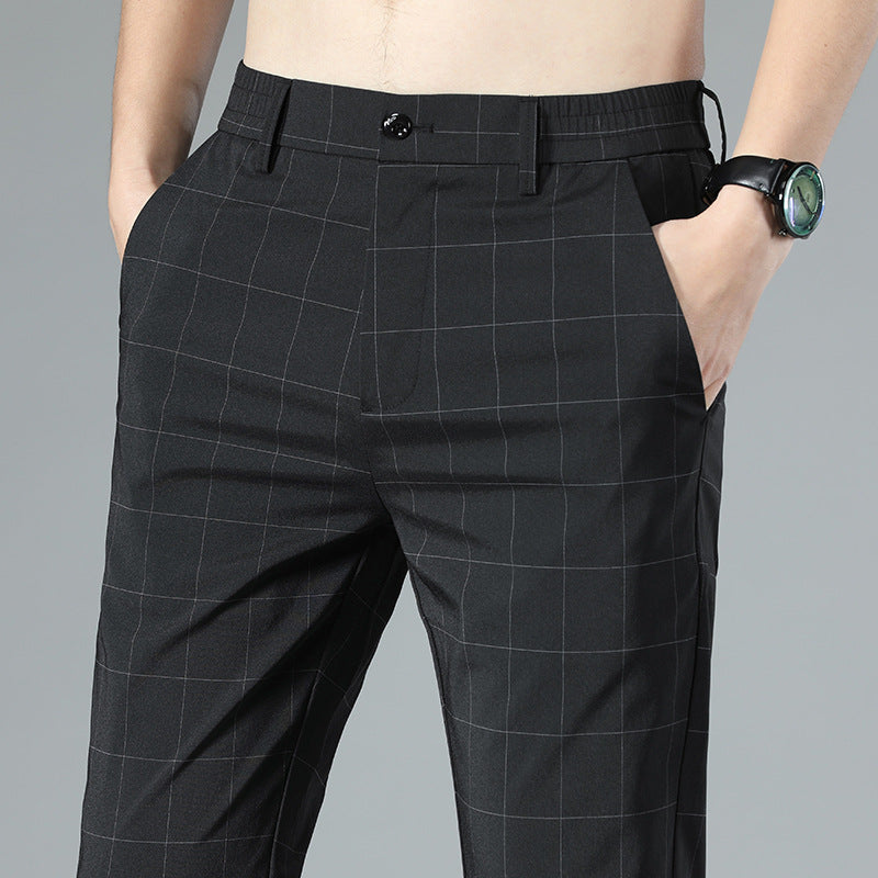 Pantalones Cortos de Seda Helada a Cuadros para Hombre, Ideales para el Verano