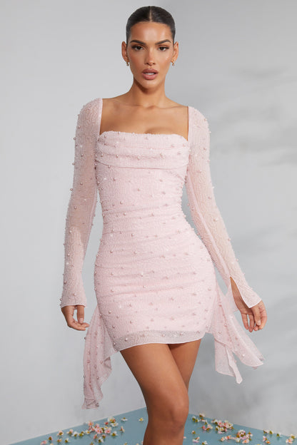 Vestido con Cuentas de Manga Larga y Detalles Elegantes | Ideal para Ocasiones Nocturnas
