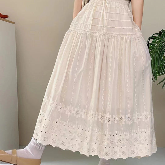 Falda de Corte A de Algodón con Cintura Alta y Largo Medio | Ideal para Todas las Temporadas