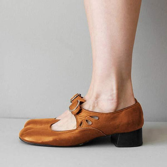 Sandalias de cuña de cuero con hebilla ajustable I Ideales para el verano
