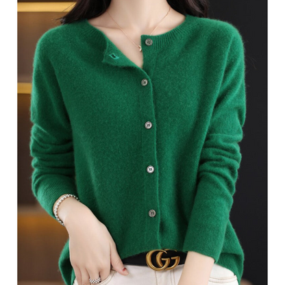 Cárdigan de punto suave con cuello redondo I Ideal para otoño e invierno