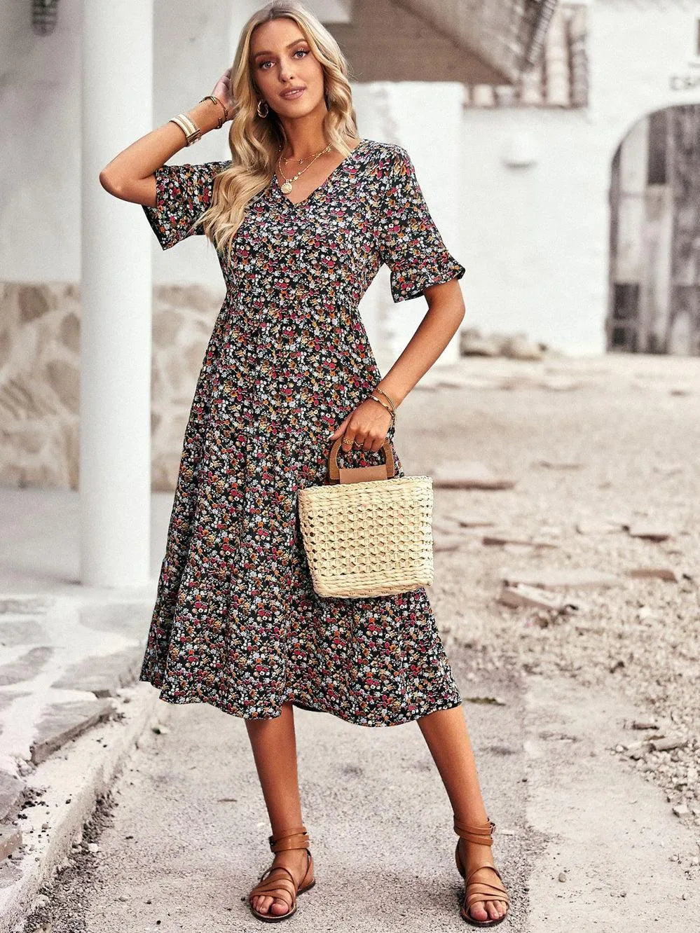 Vestido de Verano de Manga Corta con Ajuste Cómodo | Ideal para Primavera y Verano
