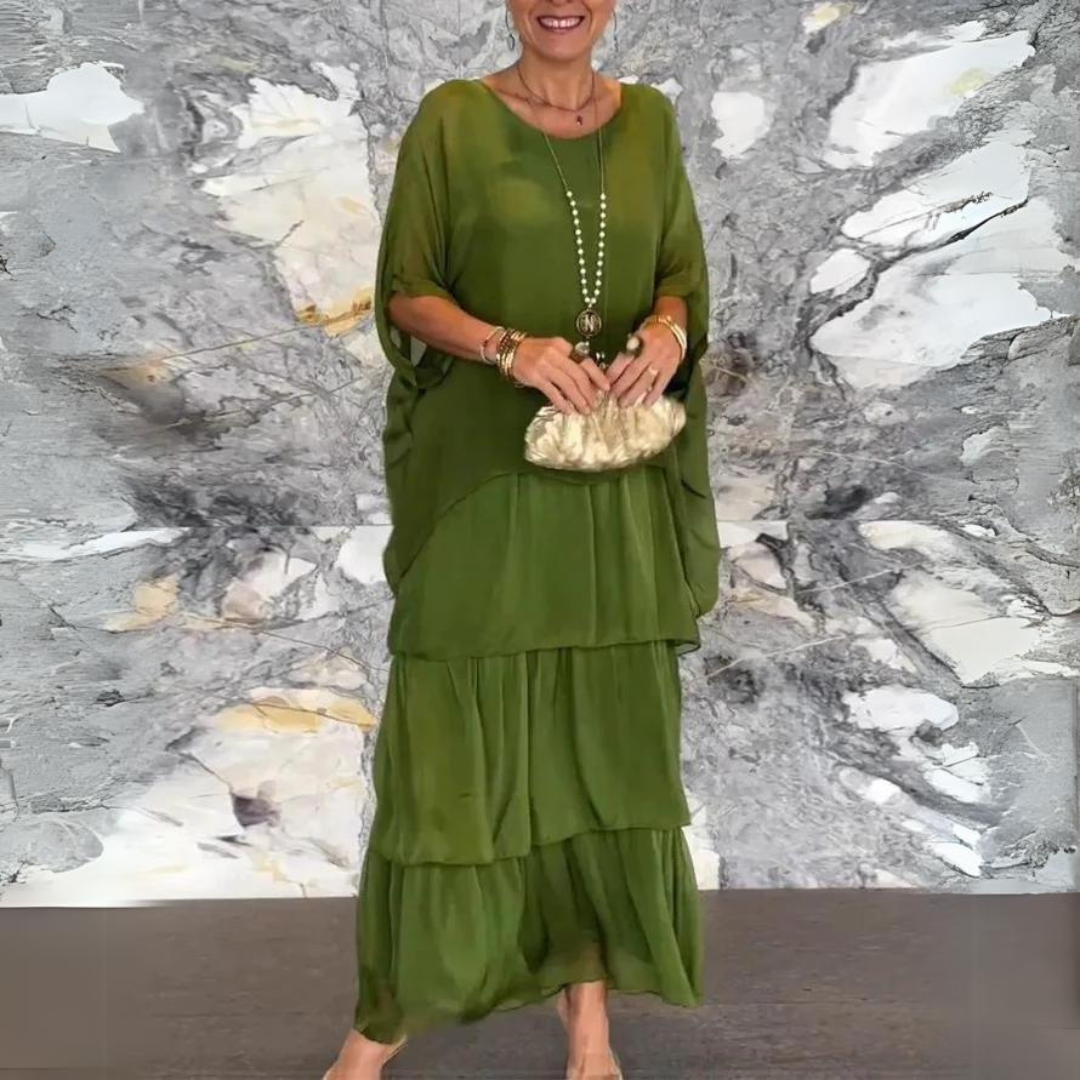 Vestido Largo de Gasa con Ajuste Elegante | Ideal para Primavera y Verano