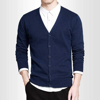 Suéter de Cuello en V Holgado de Manga Larga para Hombres, Ideal para Primavera y Otoño