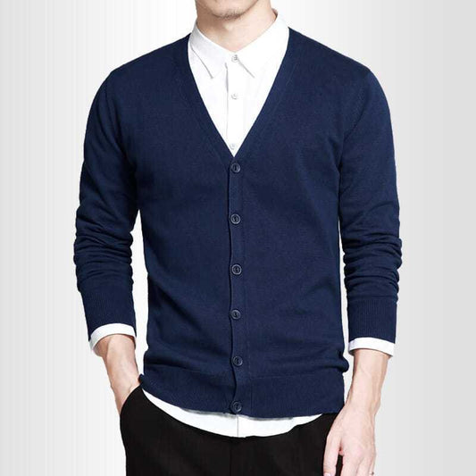Suéter de Cuello en V Holgado de Manga Larga para Hombres, Ideal para Primavera y Otoño