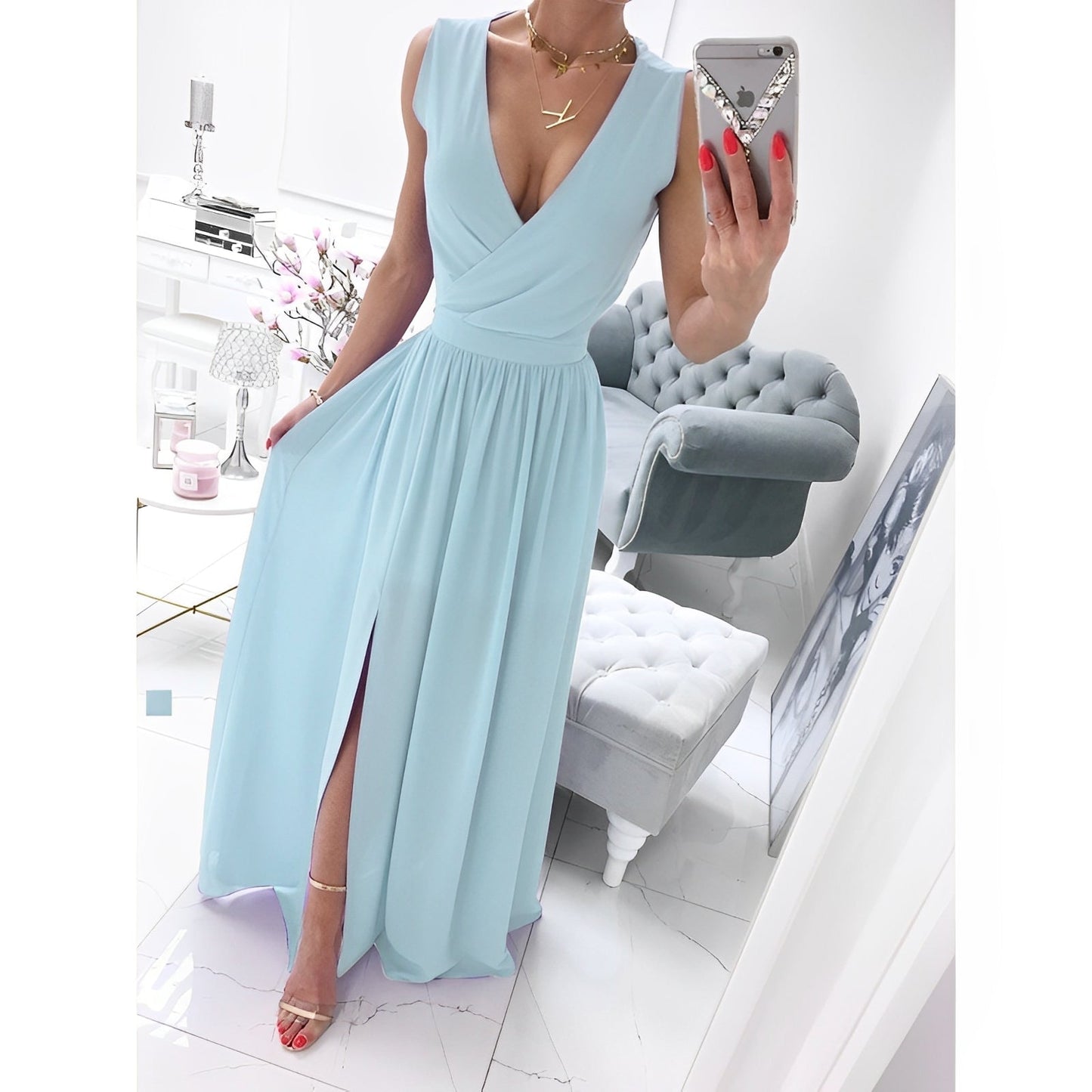 Vestido Largo Blanco sin Mangas con Botones de Madera | Ideal para Primavera y Verano