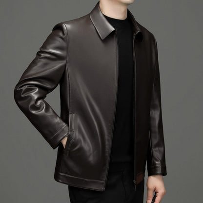 Chaqueta Corta de Piel de PU con Solapas y Bolsillos Laterales | Ideal para Otoño