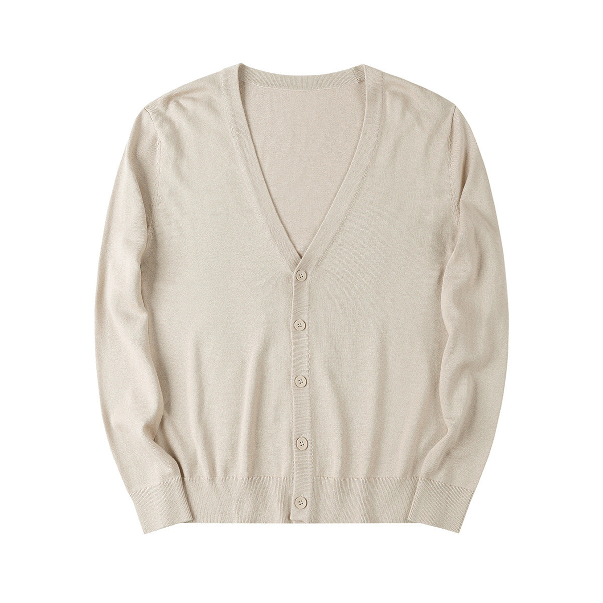 Suéter Cardigan de Color Sólido con Cuello en V Ideal para Primavera y Otoño
