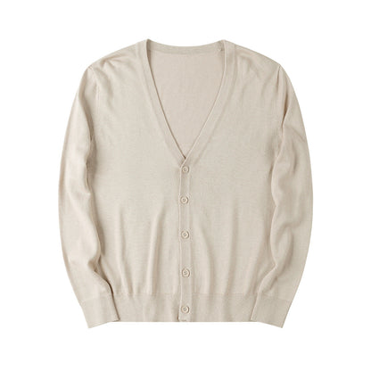 Suéter Cardigan de Color Sólido con Cuello en V Ideal para Primavera y Otoño