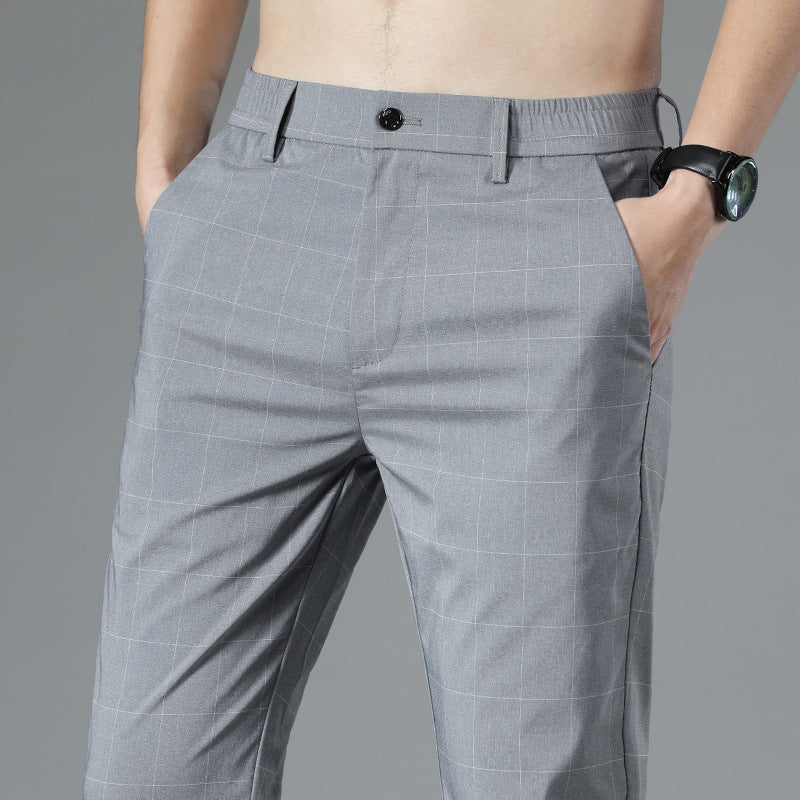 Pantalones Cortos de Seda Helada a Cuadros para Hombre, Ideales para el Verano