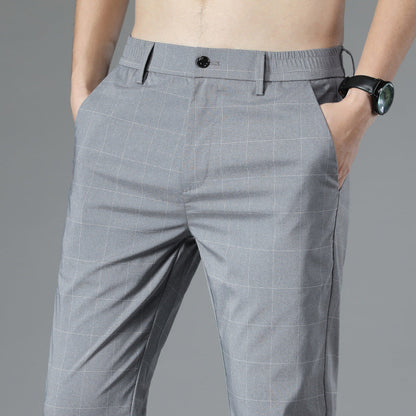 Pantalones Cortos de Seda Helada a Cuadros para Hombre, Ideales para el Verano