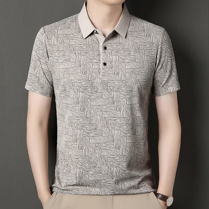 Camisa de Manga Corta en Seda Helada Estampada – Ideal para el Verano