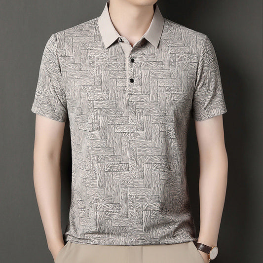 Camisa de Manga Corta en Seda Helada Estampada – Ideal para el Verano