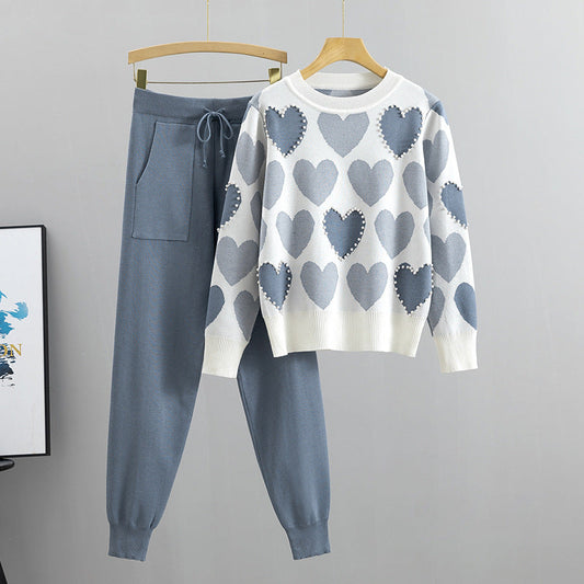 Conjunto de Dos Piezas con Perlas y Pantalones | Ideal para Primavera y Otoño