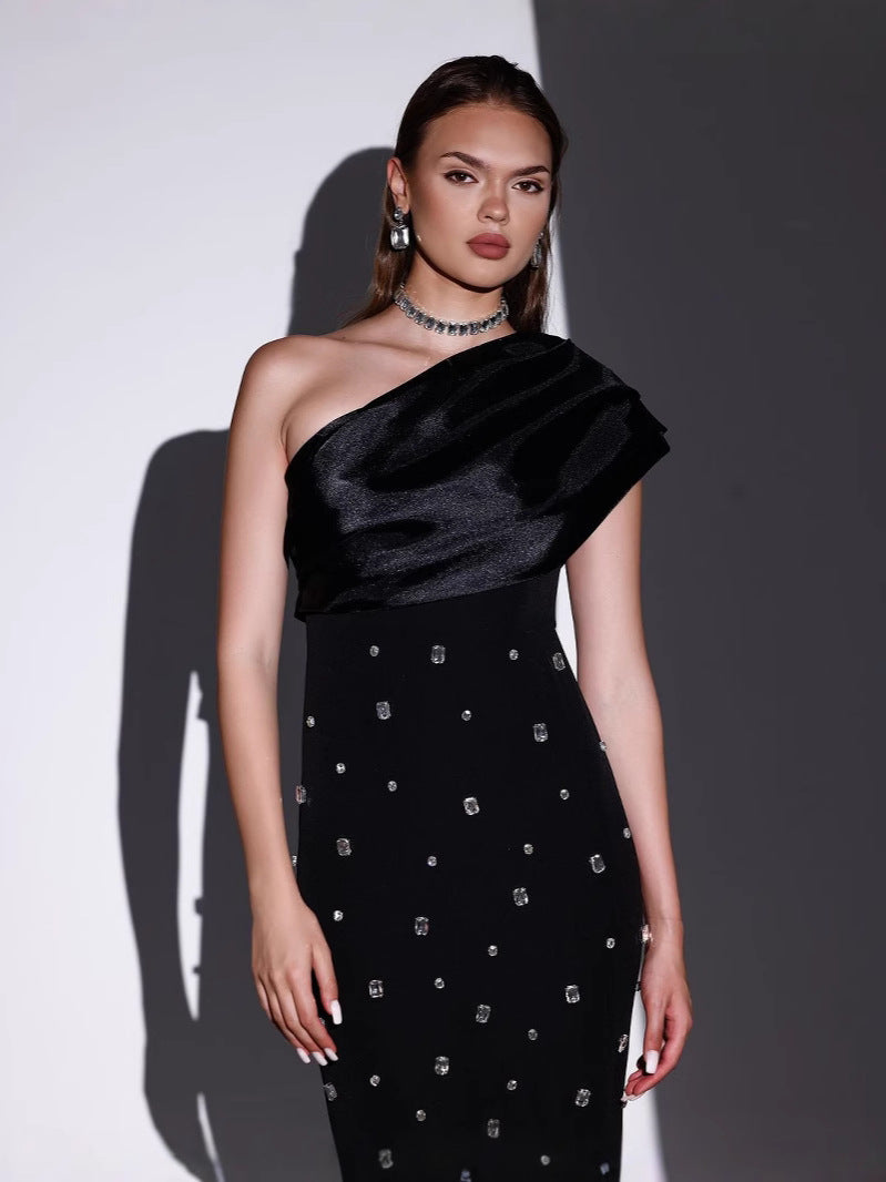 Vestido de Noche de Manga Larga con Hombros al Descubierto | Ideal para Otoño e Invierno