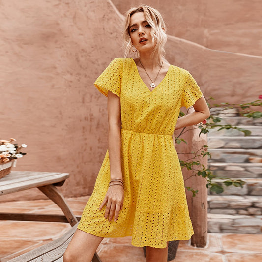 Vestido Elegante de Talle Alto con Diseño Clásico – Ideal para Primavera y Verano
