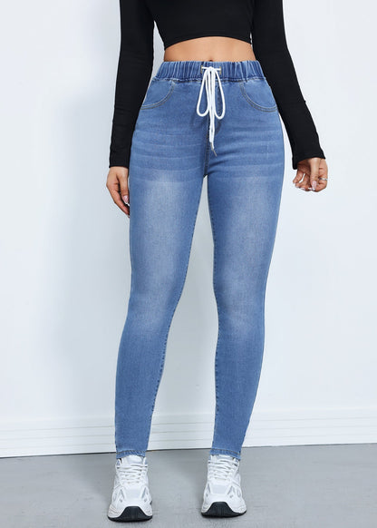 Pantalones Tipo Jogger de Mezclilla con Elástico Alto y Cordón | Ideales para Otoño e Invierno