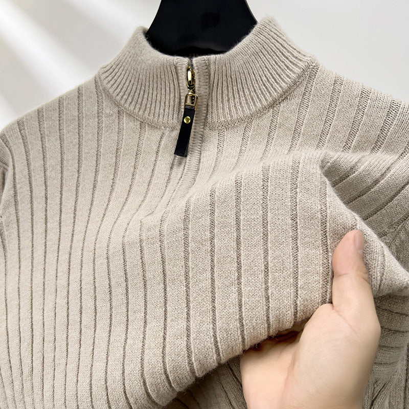 Suéter de Media Cremallera para Hombre con Rayas Verticales, Ideal para Primavera y Otoño