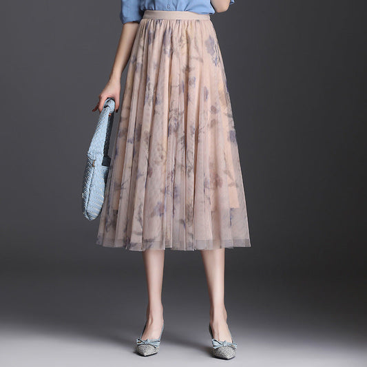Falda A-Line de Tul Plisado de Tres Capas y Tiro Alto | Ideal para Primavera y Otoño