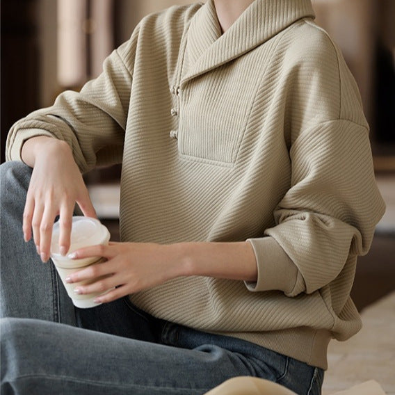 Suéter de solapa para mujer con detalle de hebilla | Ideal para otoño e invierno
