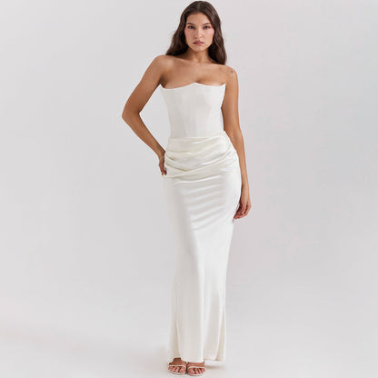 Vestido de Noche Largo sin Tirantes y Espalda Descubierta I Ideal para Primavera y Verano