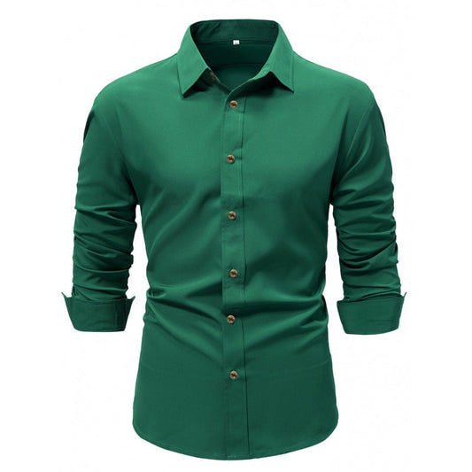 Camisa de Negocios Manga Larga Color Sólido Ideal para Primavera y Otoño