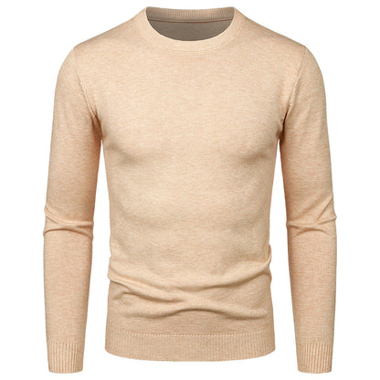 Suéter de Cuello Redondo Manga Larga Ajustado para Hombre, Ideal para Otoño