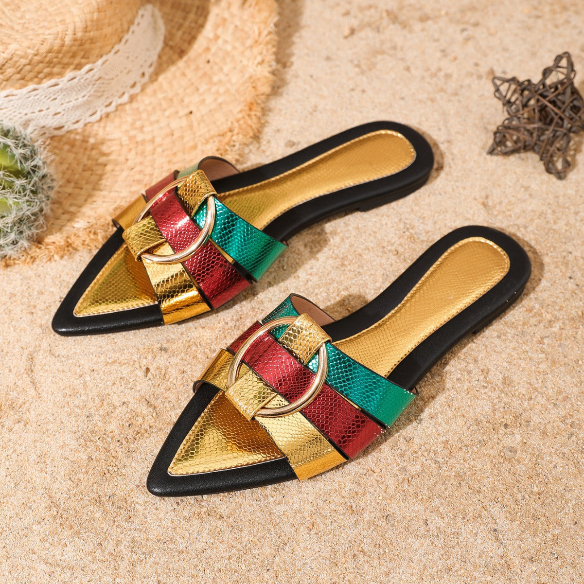 Chanclas Planas de Piel PU para Mujer con Diseño de Punta Abierta | Ideales para el Verano