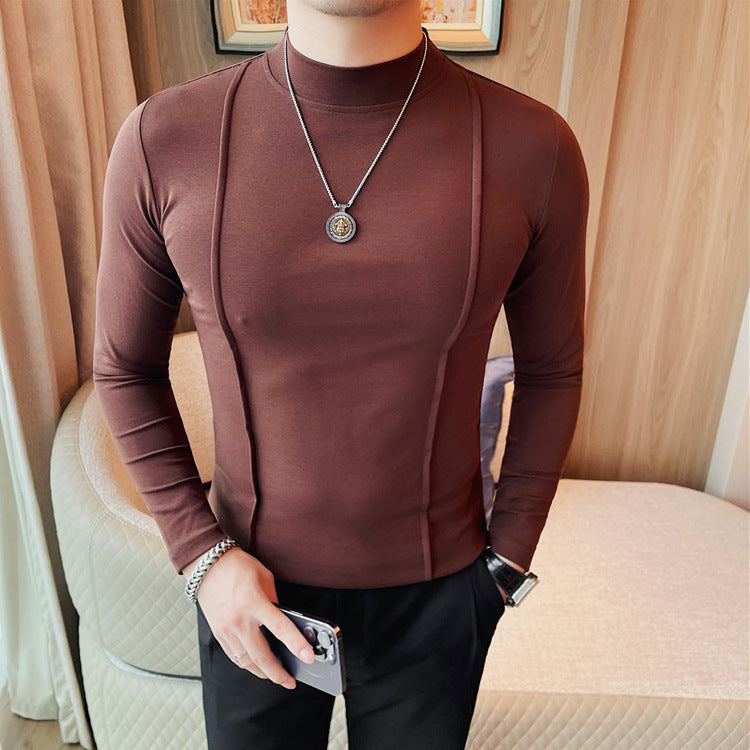 Camiseta de Manga Larga para Hombre con Rayas, Ajuste Slim, Ideal para Primavera y Otoño