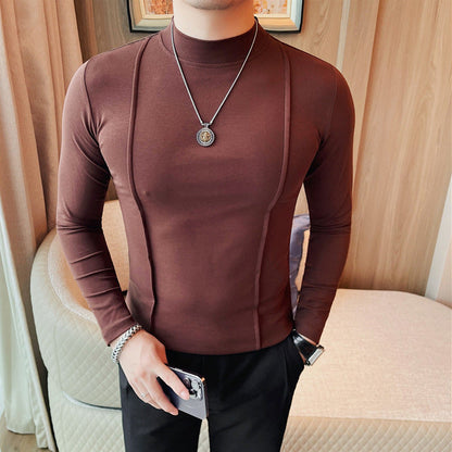 Camiseta de Manga Larga para Hombre con Rayas, Ajuste Slim, Ideal para Primavera y Otoño