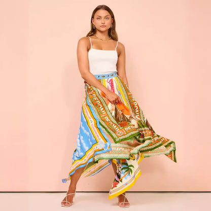 Falda Midi Asimétrica con Estampado Floral | Ideal para Primavera y Verano