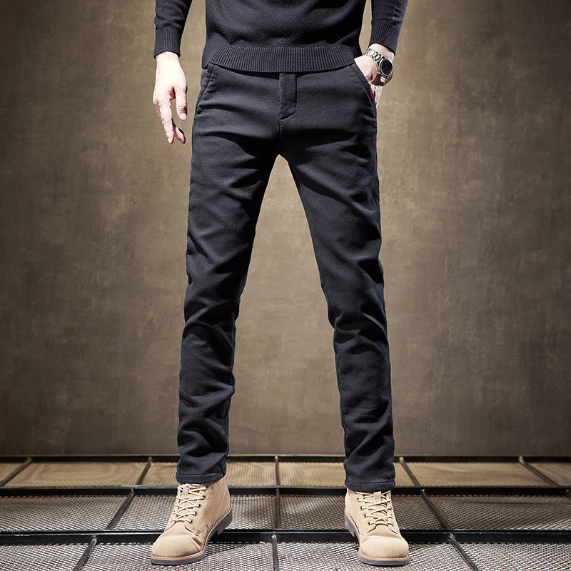 Pantalones de Negocios Rectos Slim Fit para Hombre – Gruesos, Ideales para Otoño e Invierno