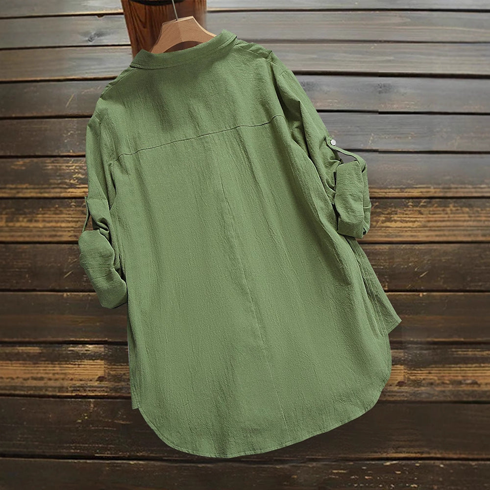 Camisa Holgada de Manga Larga con Botones y Bolsillos | Ideal para Primavera