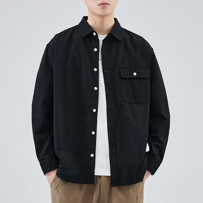 Chaqueta de Camisa Holgada de Algodón para Hombre Ideal para Todas las Estaciones