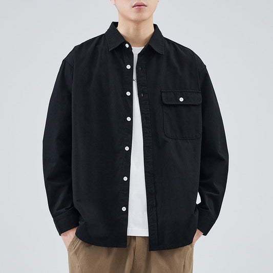 Chaqueta de Camisa Holgada de Algodón para Hombre Ideal para Todas las Estaciones