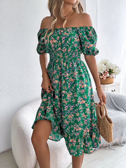 Vestido Floral con Cuello Cuadrado, Volantes y Cintura Alta | Ideal para el Verano
