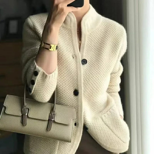Cárdigan de punto cálido de cuello alto I Ideal para otoño e invierno