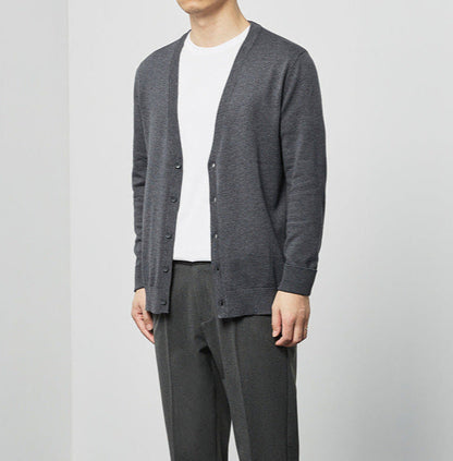 Suéter Cardigan de Color Sólido con Cuello en V Ideal para Primavera y Otoño