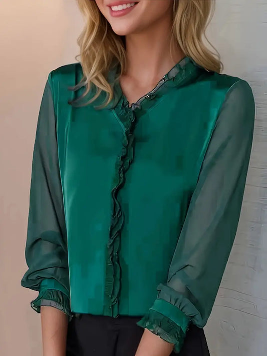 Blusa de Manga Larga con Tejido Elástico y Ajuste Entallado | Ideal para Primavera y Otoño