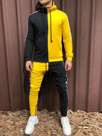 Conjunto de Chaqueta con Capucha y Pantalón en Contraste – Ideal para Todas las Temporadas