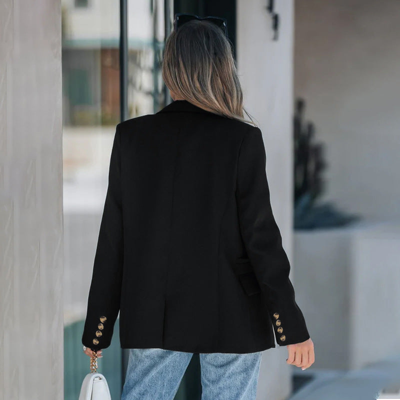 Chaqueta de Mujer Blazer Negro con Cuello Ajustado | Ideal para Otoño