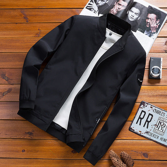 Chaqueta Ligera de Color Sólido para Hombre Ajustada | Ideal para Primavera y Otoño