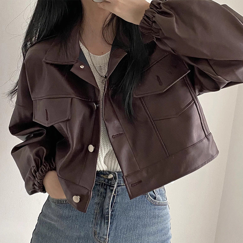 Chaqueta Suelta de Cuero PU | Ideal para Primavera y Otoño
