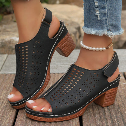 Sandalias Abiertas Huecas con Correa de Velcro | Ideales para el Verano