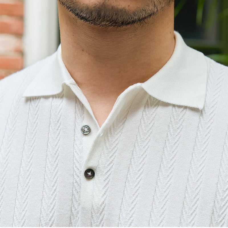 Camisa de Punto de Manga Corta y Ajuste Delgado para Hombre – Ideal para Verano
