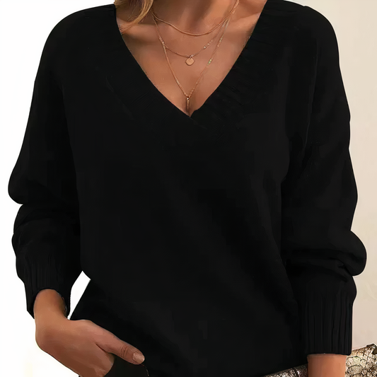 Suéter de punto suave con cuello en V I Ideal para otoño