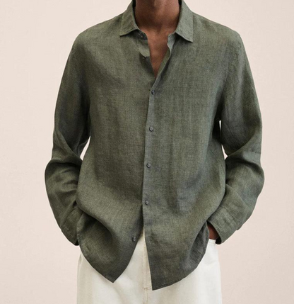 Camisa Clásica de Lino para Hombre con Tejido Transpirable | Ideal para Verano