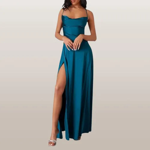 Vestido Largo de Seda sin Mangas con Diseño Fluido | Ideal para Primavera y Verano