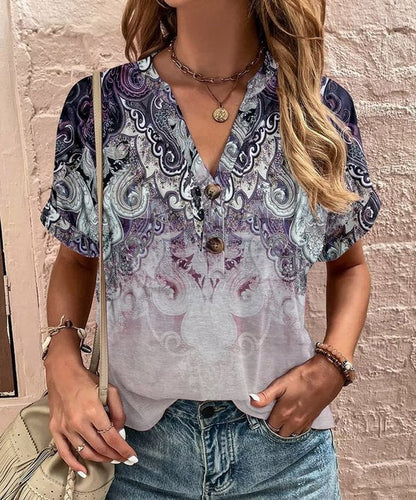 Camisa de Cuello en V con Detalles de Botones para Mujer I Ideal para Primavera y Otoño